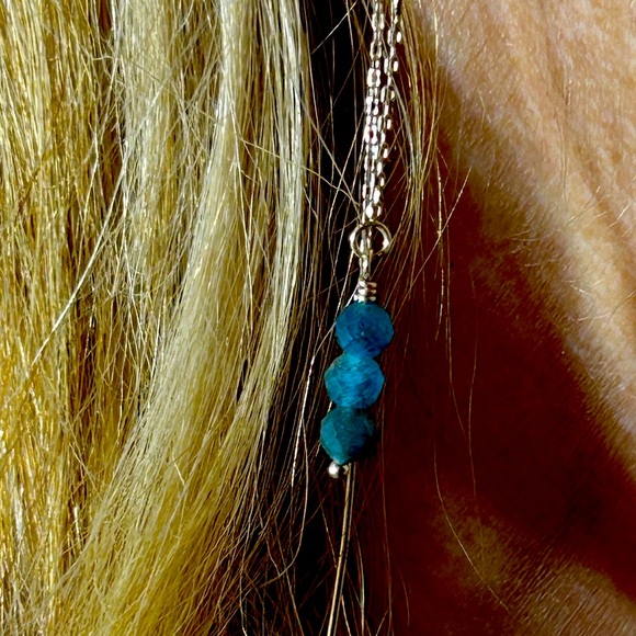 Elegant Blue Sterling Silver and Beaded Dangle Earrings - Picture 5 of 6
